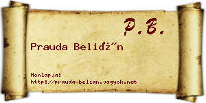 Prauda Belián névjegykártya